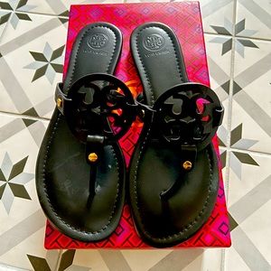 Tory Burch Black Calf Miller leather sandals